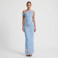 Elizabeth One-Shoulder 3D Floral Lace Maxi Dress