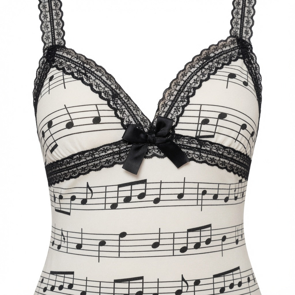 Sun Music Note Lace Mini Dress