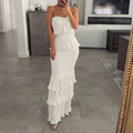 Sophie Curve-Friendly Bandeau Tiered Ruffle Dress