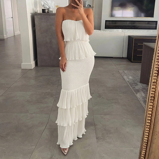 The Vittore Bandeau Tiered Ruffle Dress