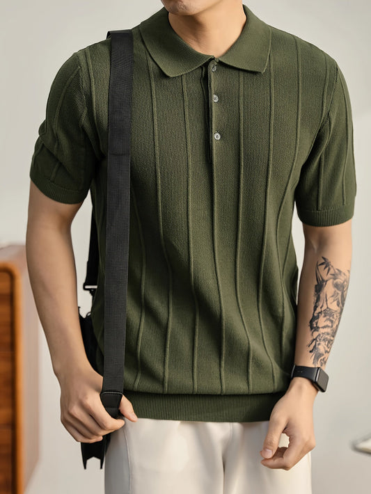 Leo Textured Knit Polo Shirt