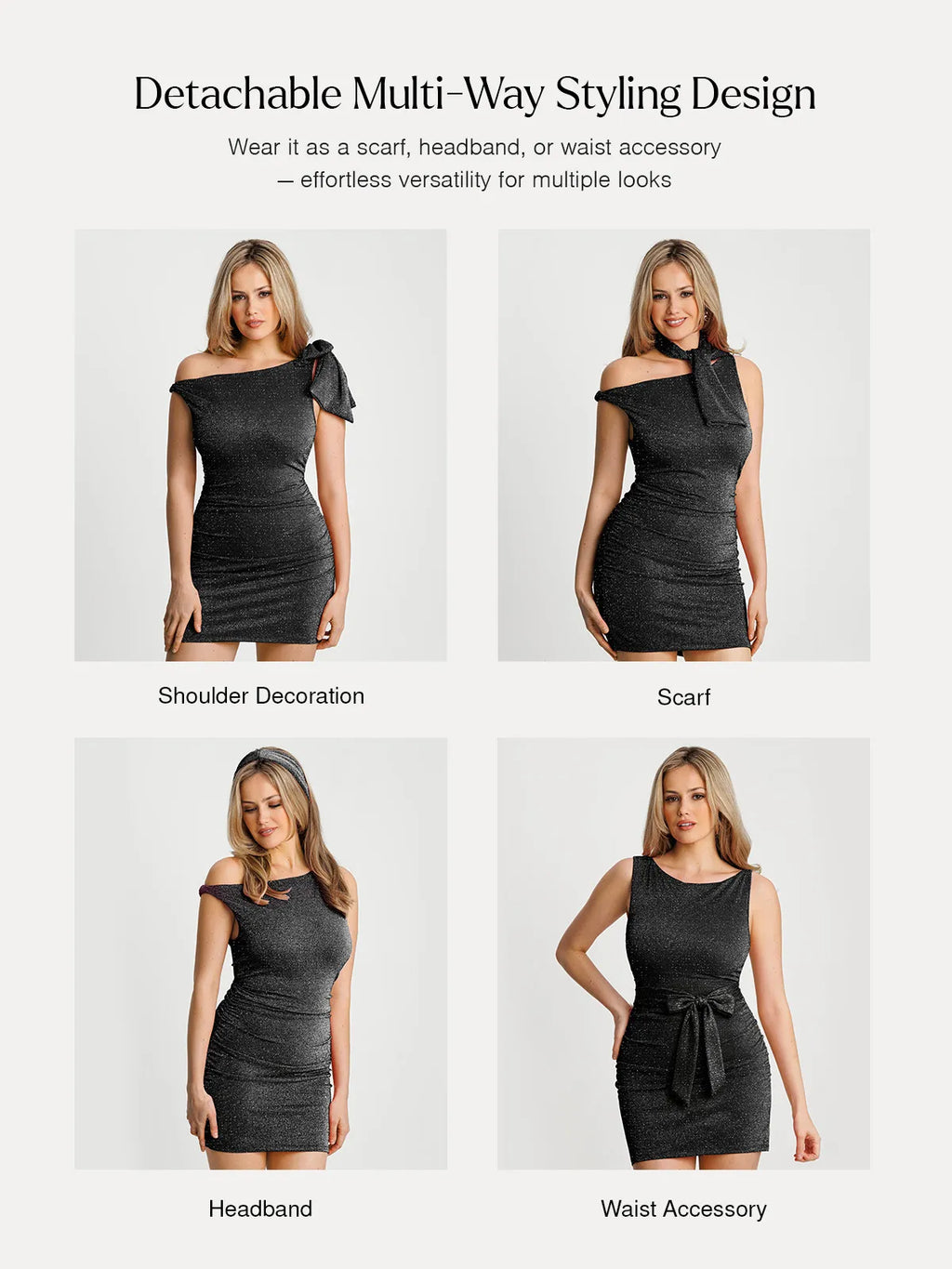 Asymmetric Shoulder Tie Ruched Sculpting Mini Dress