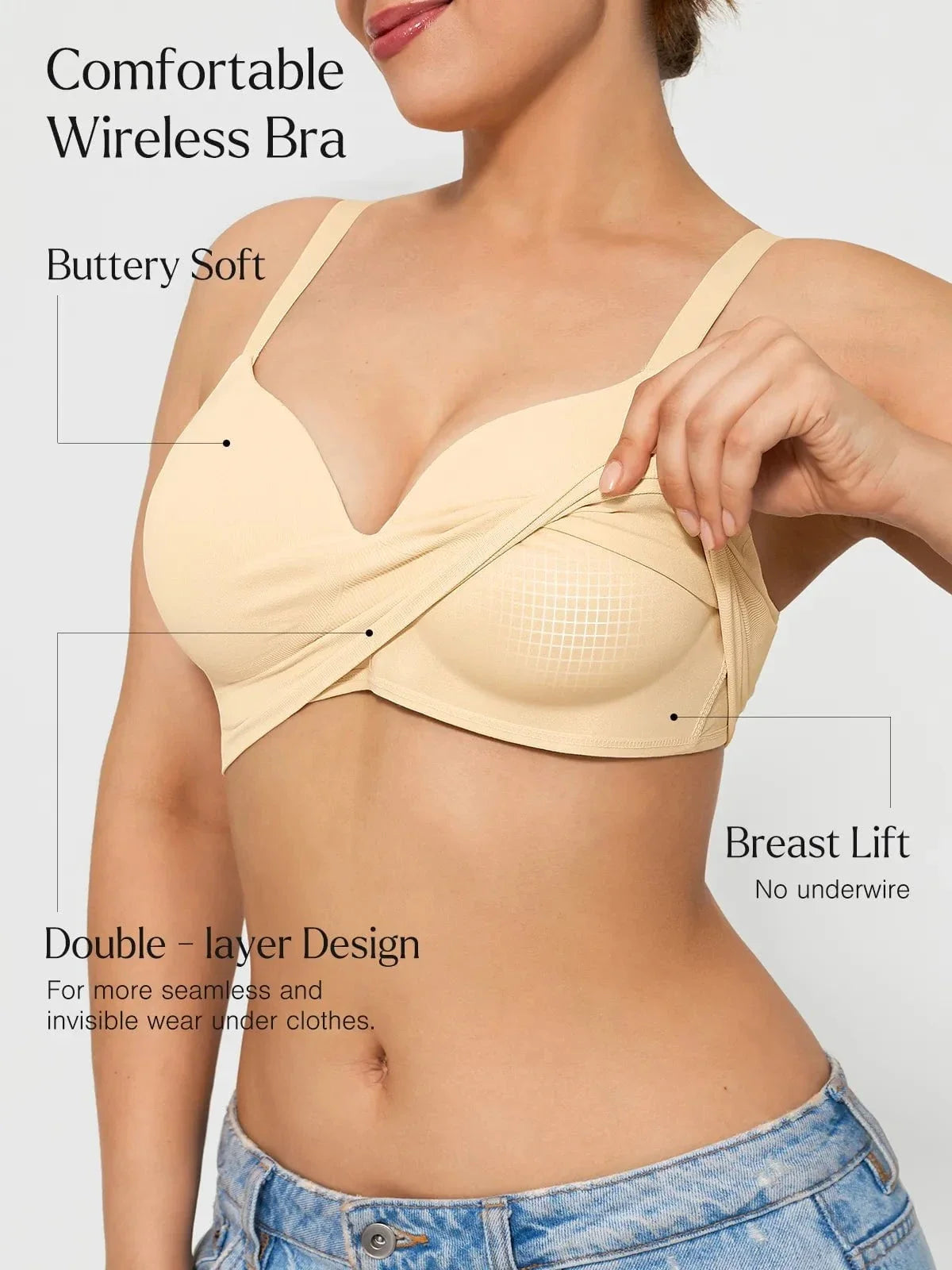 ContourLift Seamless Wireless Shaping Push Up Bra
