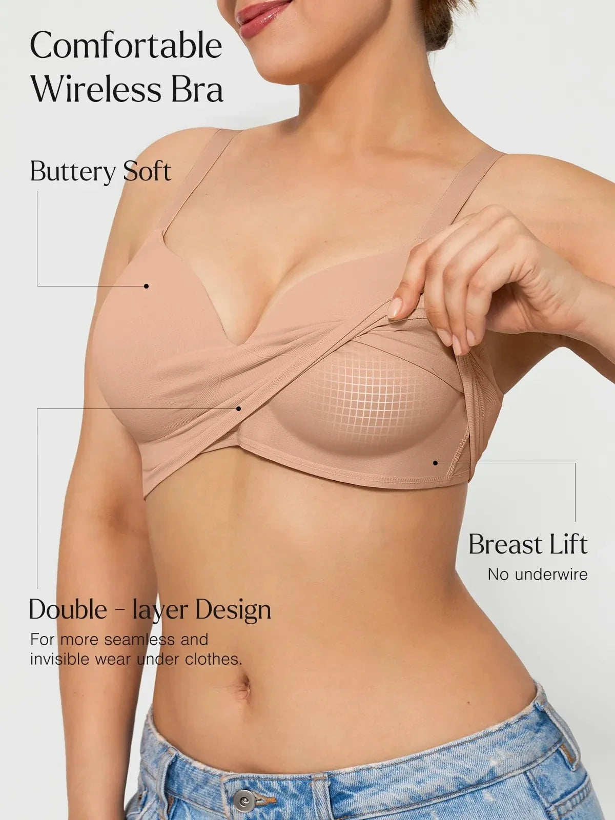 ContourLift Seamless Wireless Shaping Push Up Bra