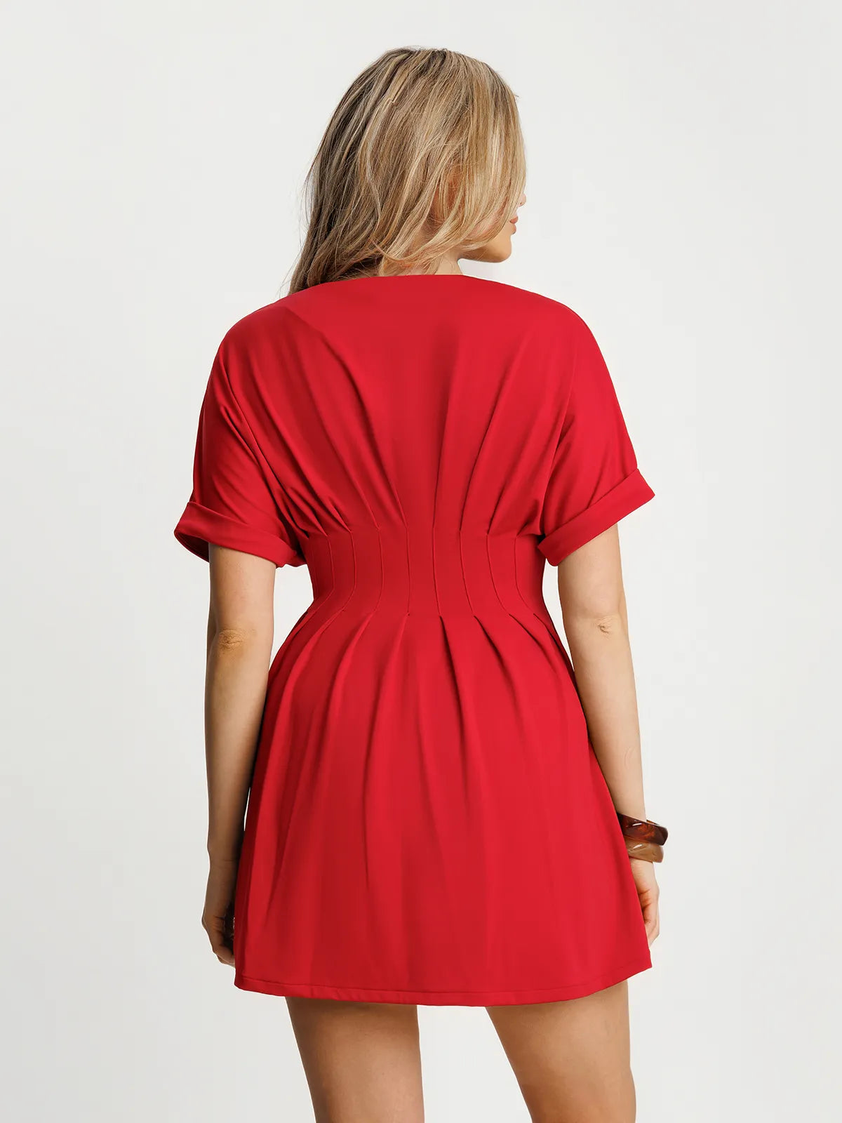 Deep V Zip Front Two-Piece Sculpting Mini Dress