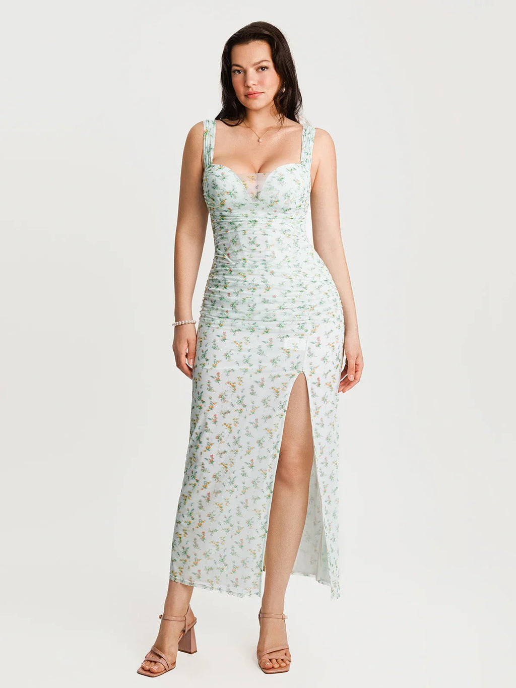 Off-The-Shoulder Sculpting Floral Print Maxi Dress