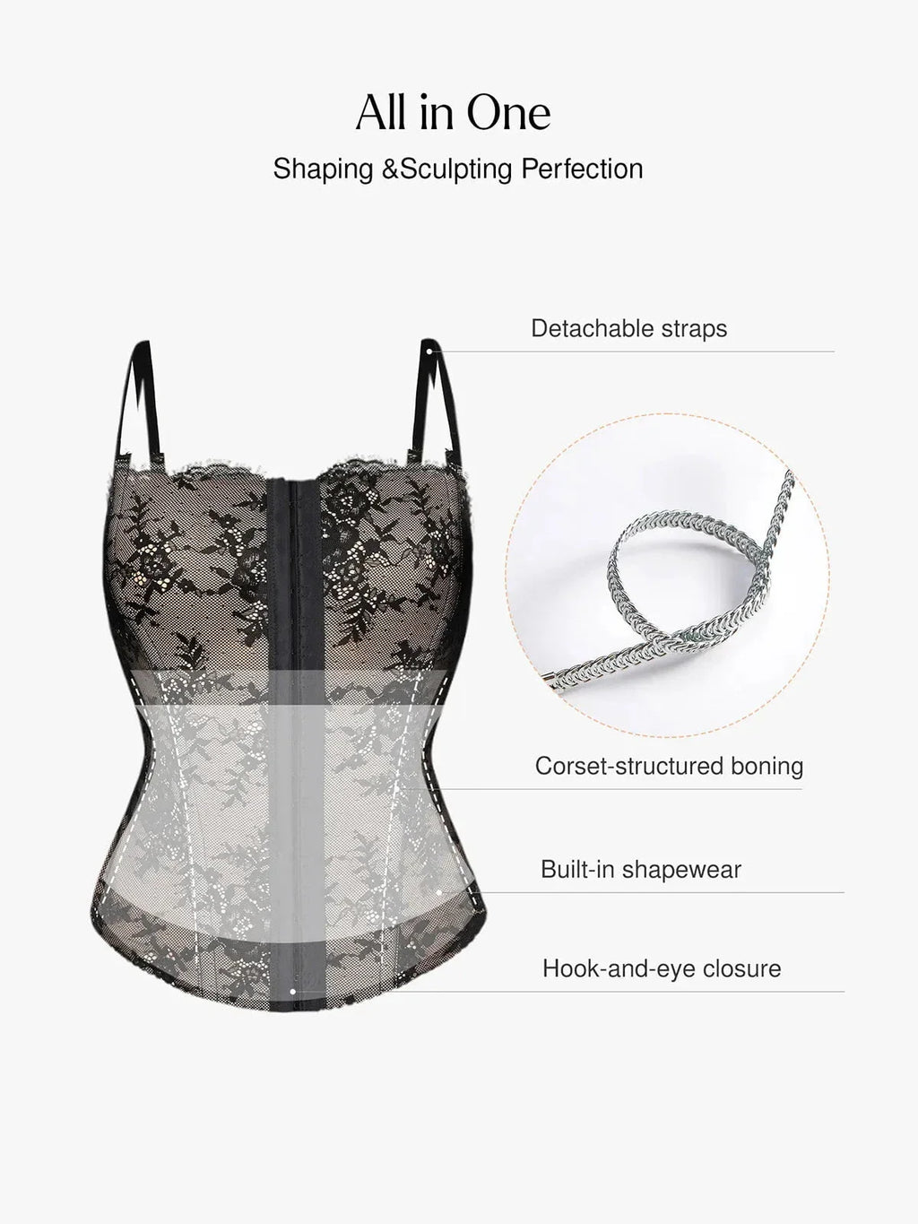Shapewear Sculpting Leopard Mesh Detachable Strap Corset Top