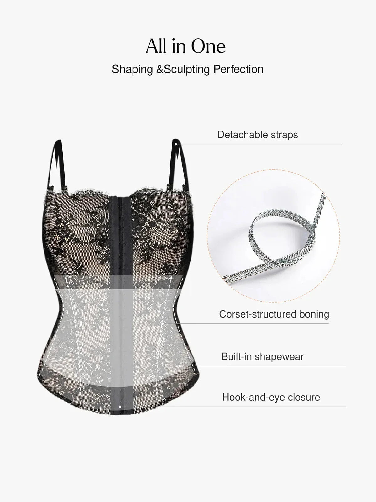 Shapewear Sculpting Leopard Mesh Detachable Strap Corset Top