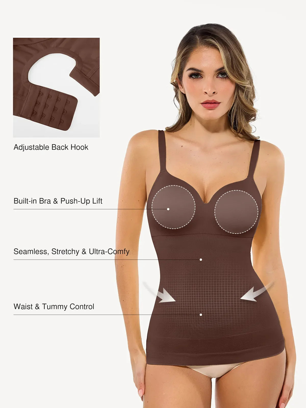 Seamless Built-in Bra All-in-One Push-Up Sculpting Cami Top
