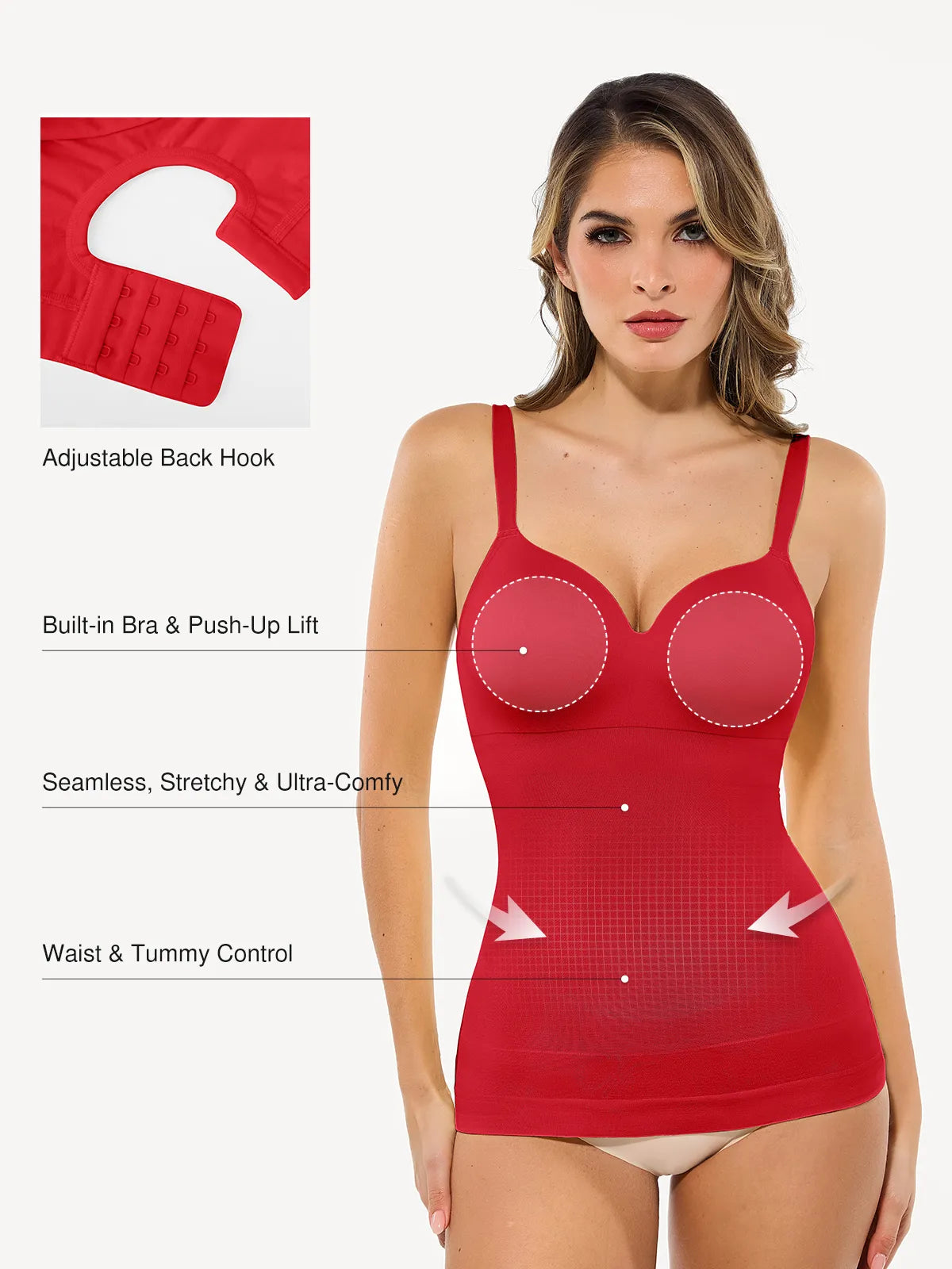 Seamless Built-in Bra All-in-One Push-Up Sculpting Cami Top