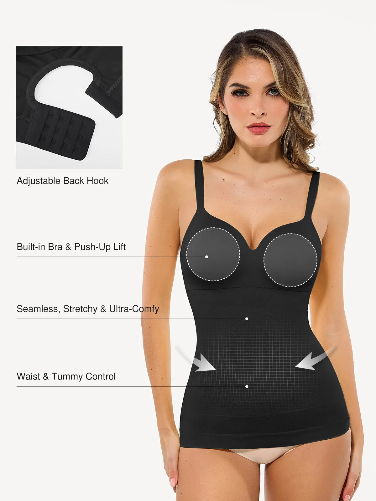 Seamless Built-in Bra All-in-One Push-Up Sculpting Cami Top
