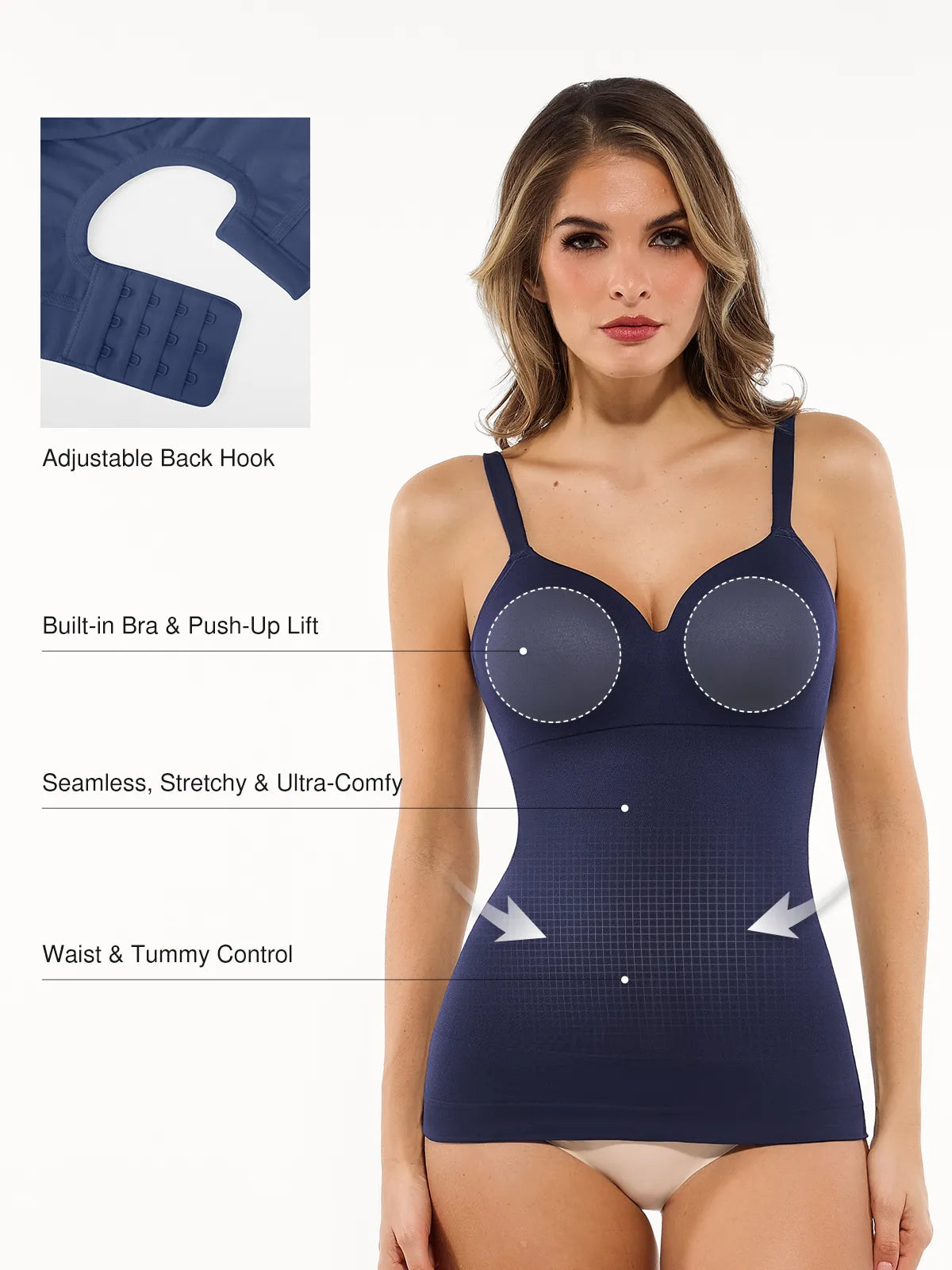 Seamless Built-in Bra All-in-One Push-Up Sculpting Cami Top