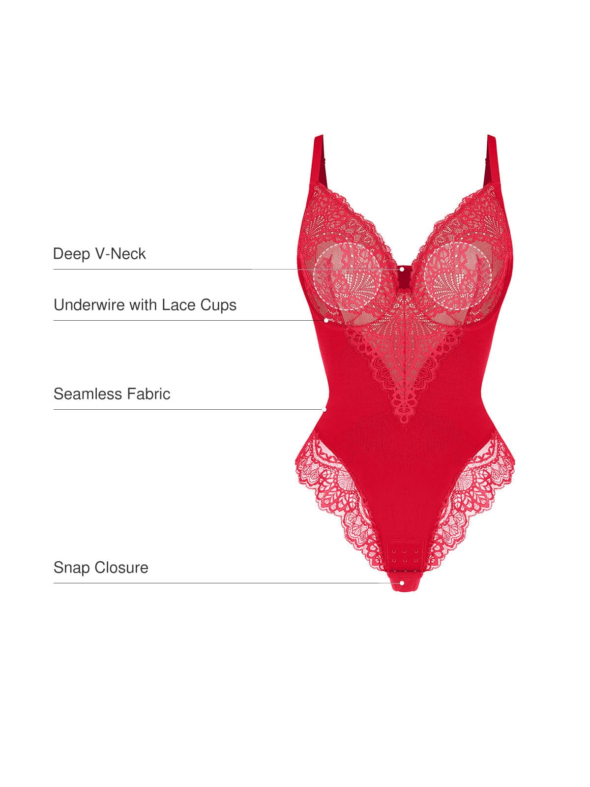 Seamless Lace V-Neck Shapewear Bodysuit