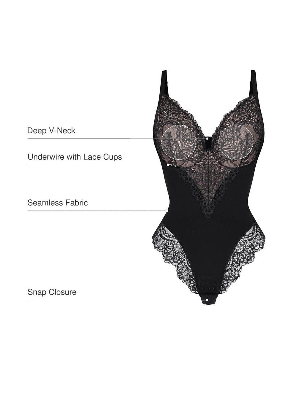 Seamless Lace V-Neck Shapewear Bodysuit