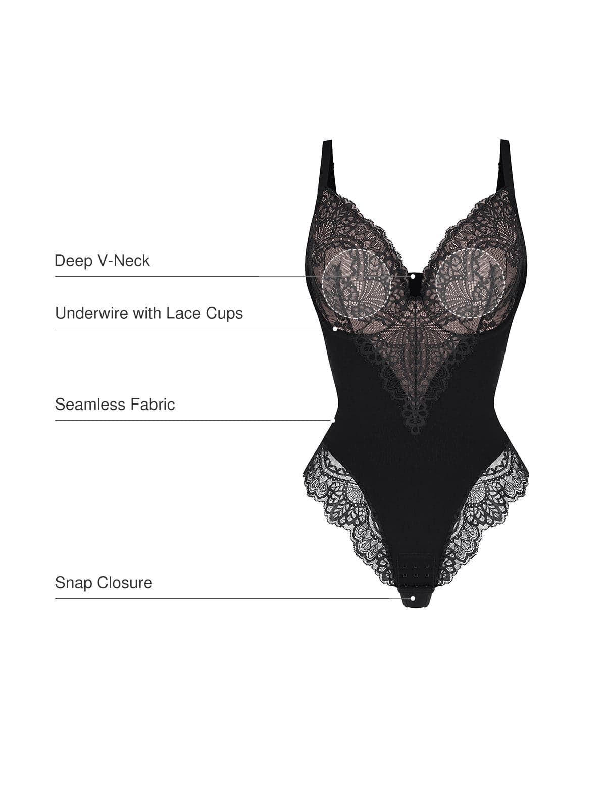 Seamless Lace V-Neck Shapewear Bodysuit