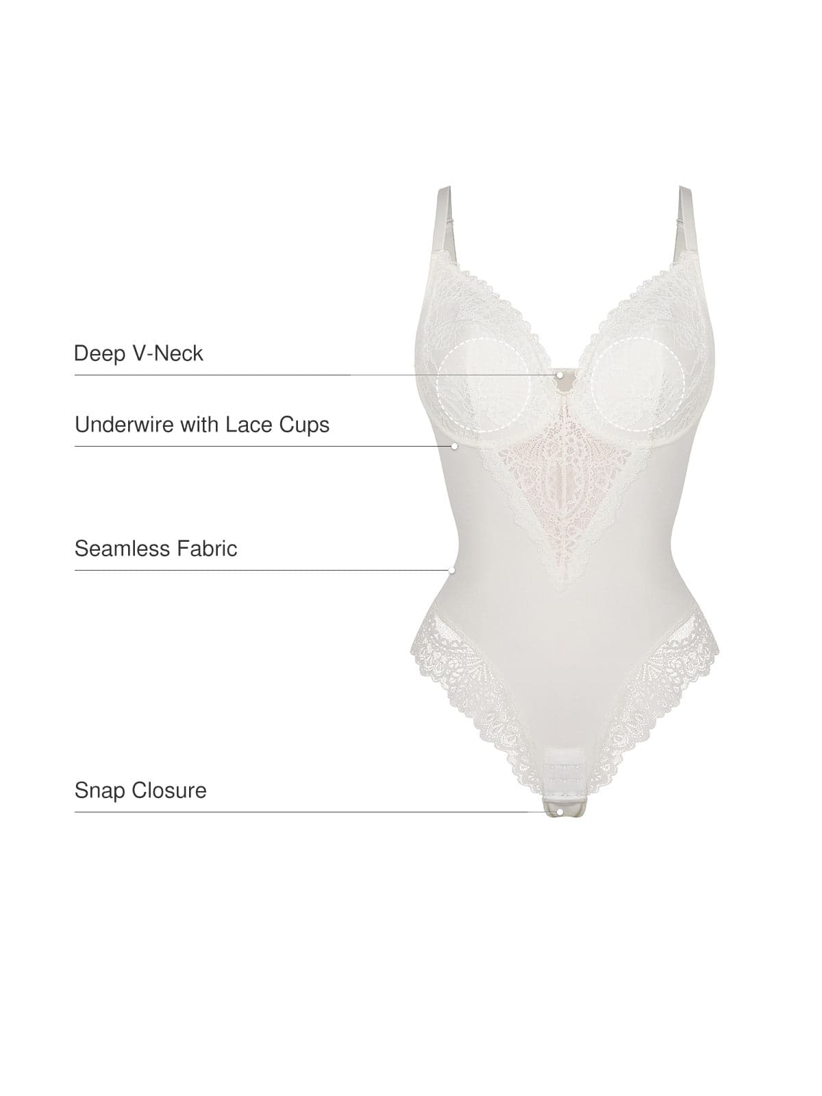 Seamless Lace V-Neck Shapewear Bodysuit