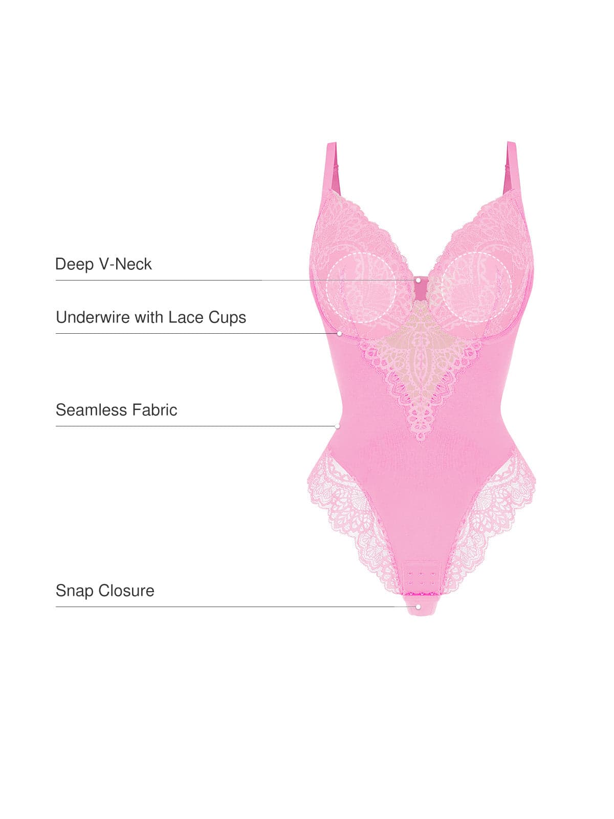Seamless Lace V-Neck Shapewear Bodysuit