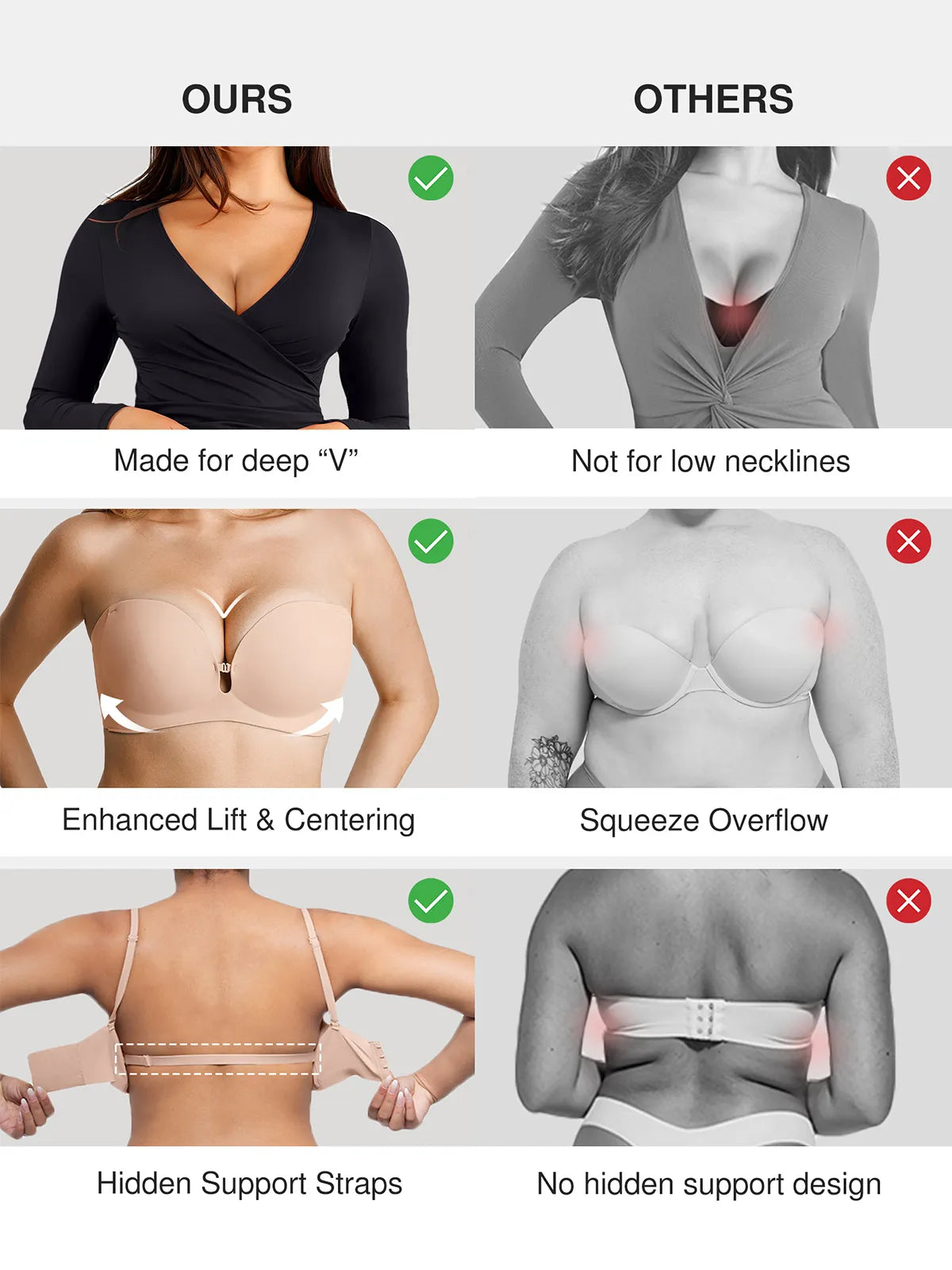 Seamless Non-Slip Push-Up Shaping Strapless Bra
