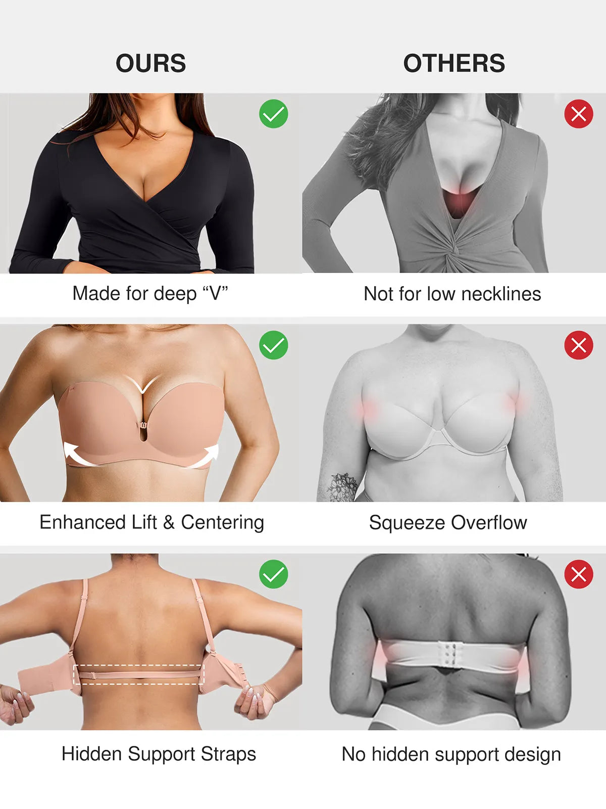 Seamless Non-Slip Push-Up Shaping Strapless Bra