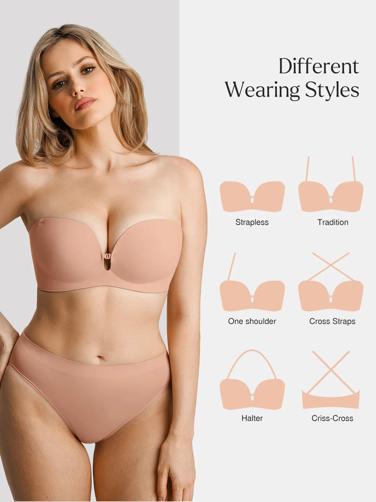 Seamless Non-Slip Push-Up Shaping Strapless Bra