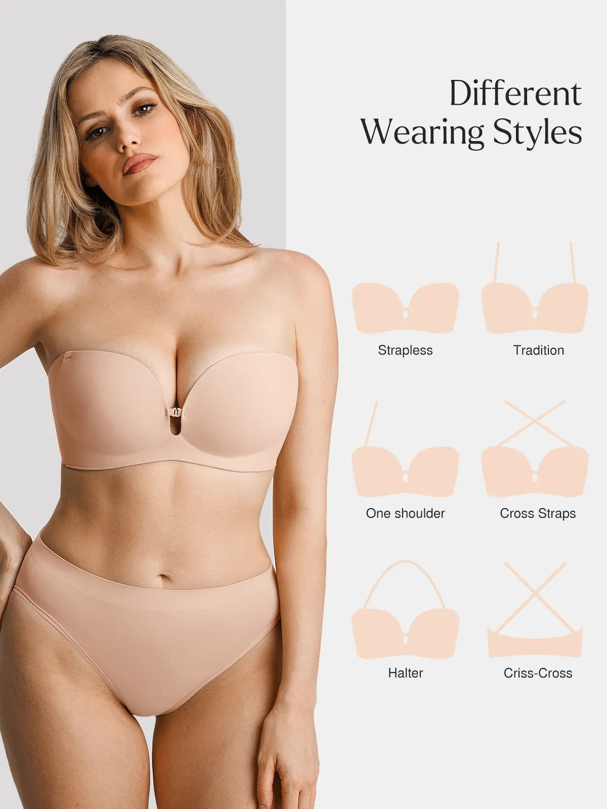 Seamless Non-Slip Push-Up Shaping Strapless Bra