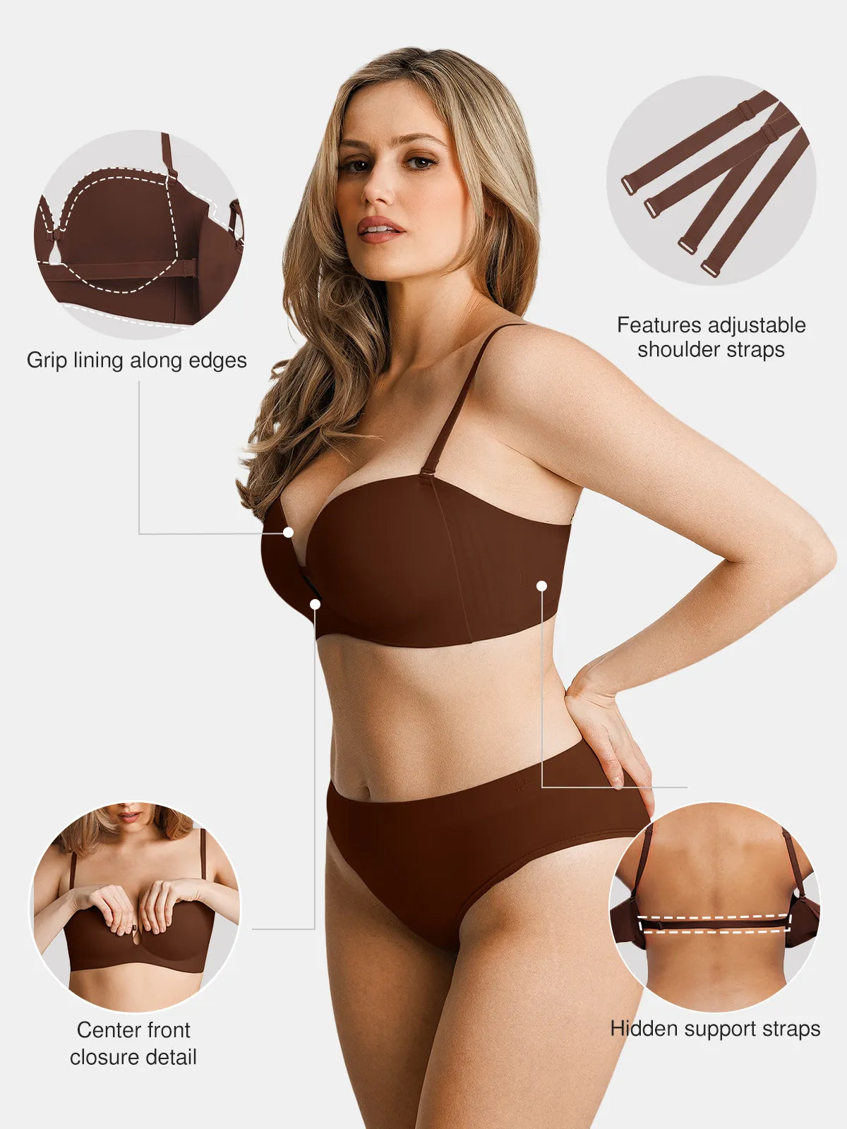 Seamless Non-Slip Push-Up Shaping Strapless Bra
