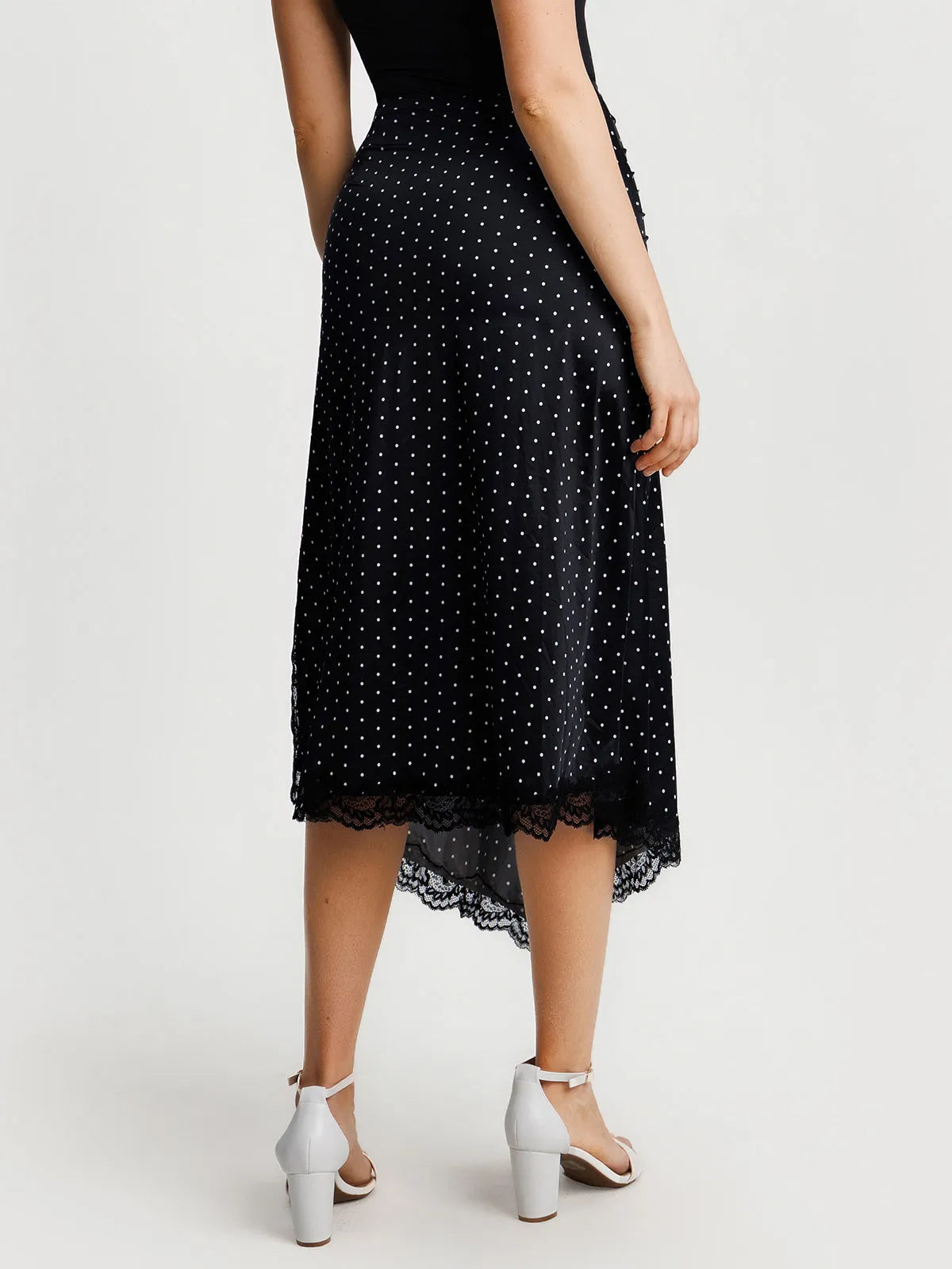 Shapewear Asymmetric Ruched Lace Midi Skirt