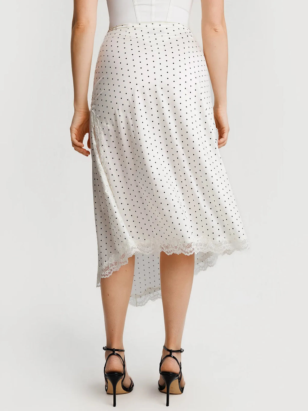 Shapewear Asymmetric Ruched Lace Midi Skirt