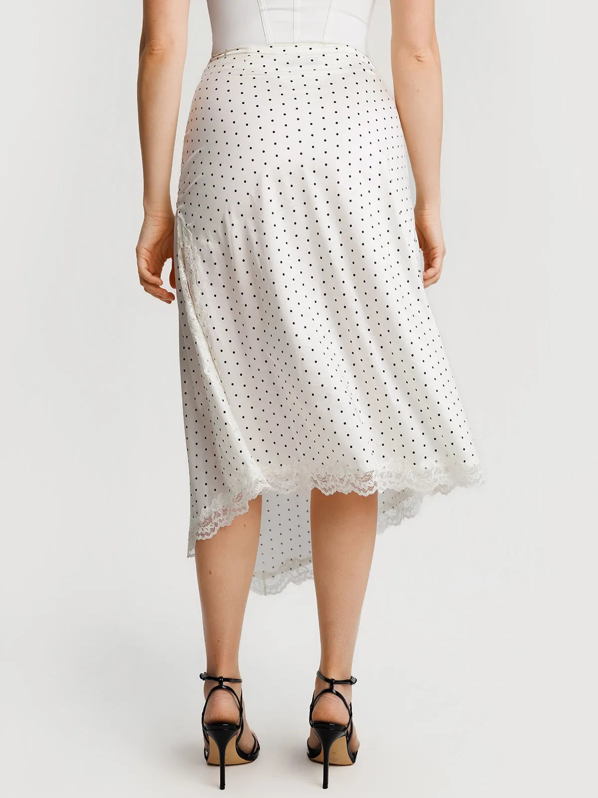 Shapewear Asymmetric Ruched Lace Midi Skirt
