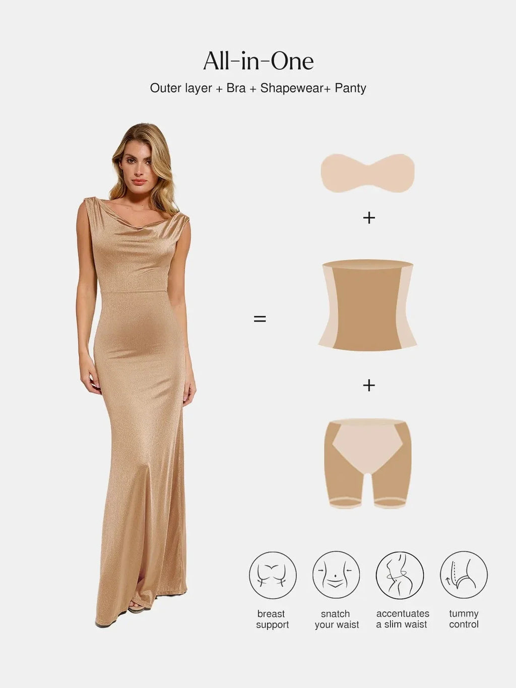Shapewear Convertible Shine Sculpting Mermaid Dress