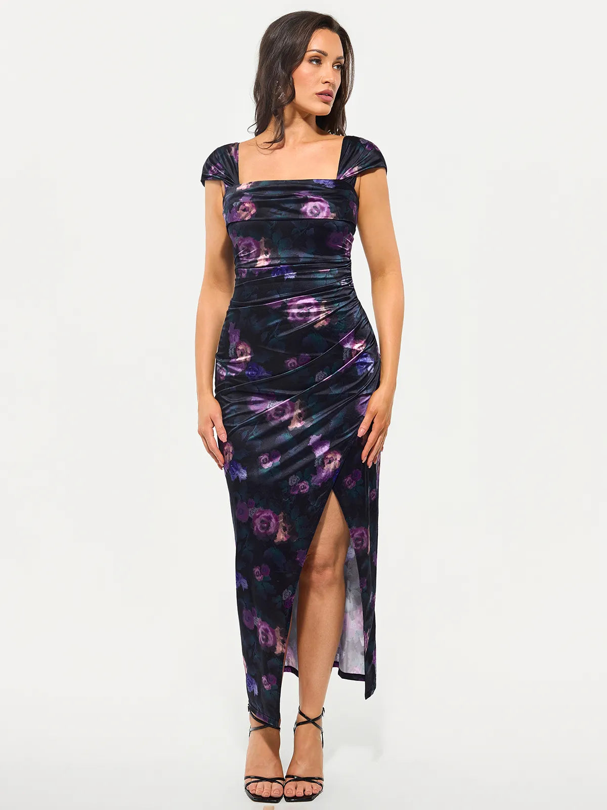Shapewear Off Shoulder Shine Ruched Sculpting Maxi Dress