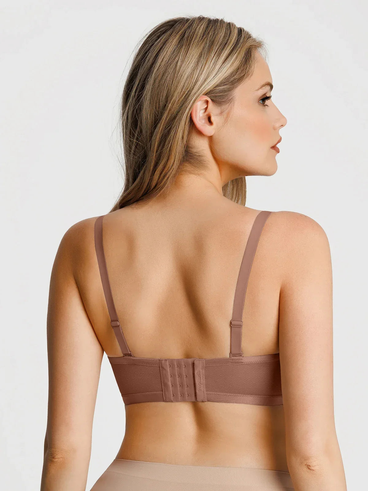 Unlined Sheer Mesh Strapless Minimizer Underwire Bra