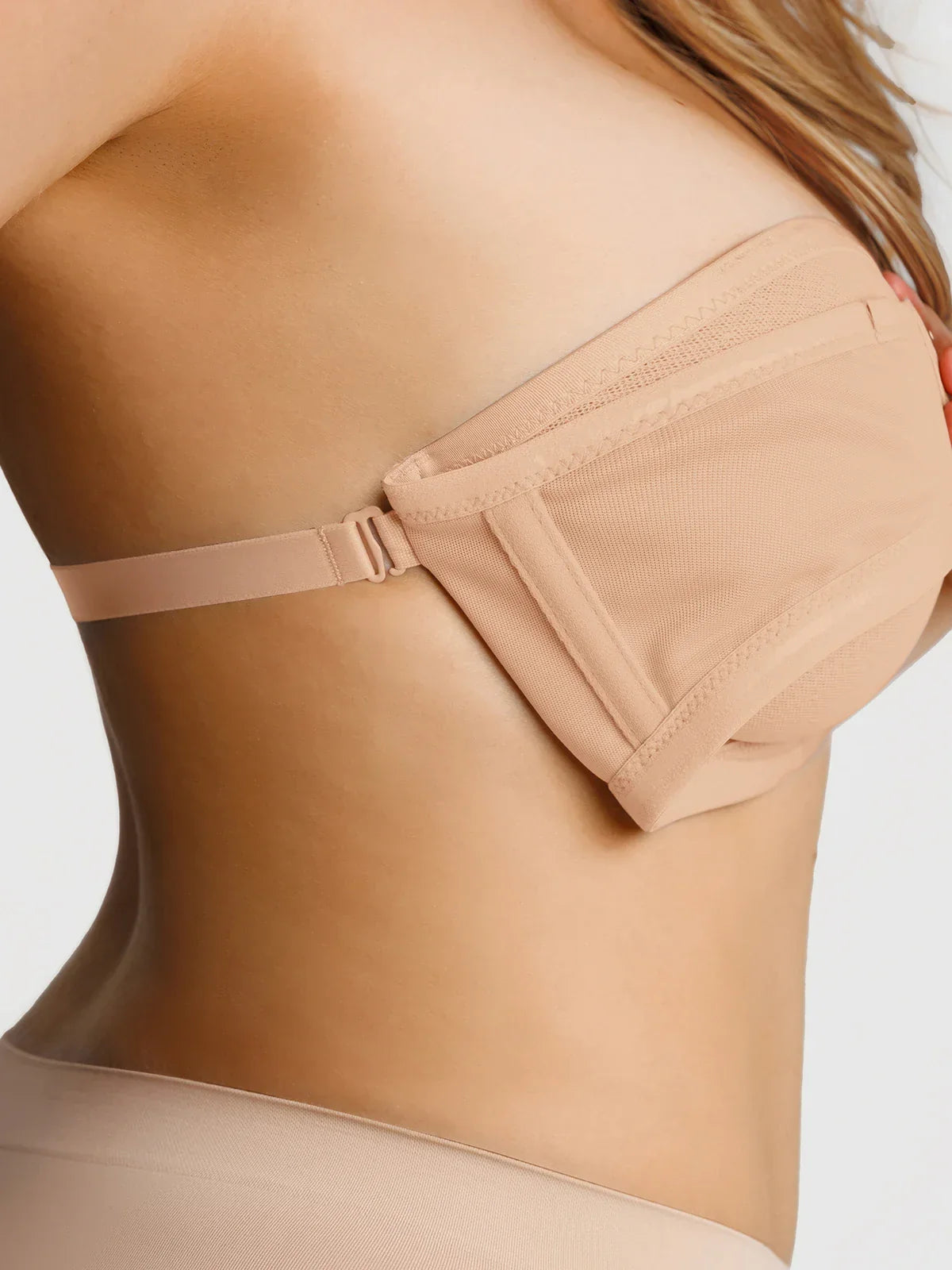Unlined Sheer Mesh Strapless Minimizer Underwire Bra