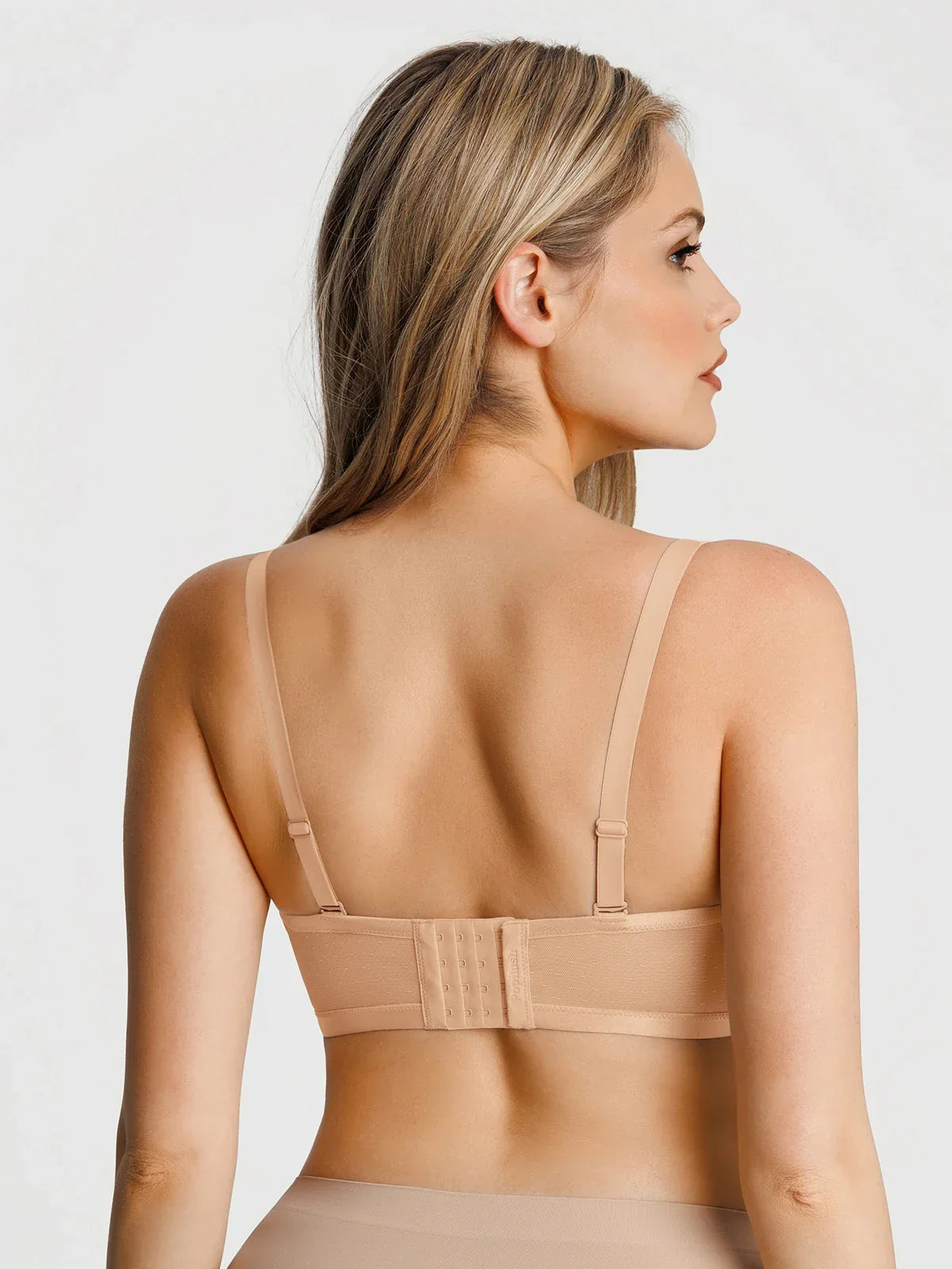 Unlined Sheer Mesh Strapless Minimizer Underwire Bra