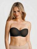 Unlined Sheer Mesh Strapless Minimizer Underwire Bra