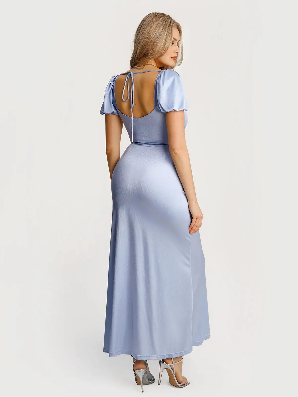 Square Neck Slimming Sculpting Maxi Dress with Sleeves