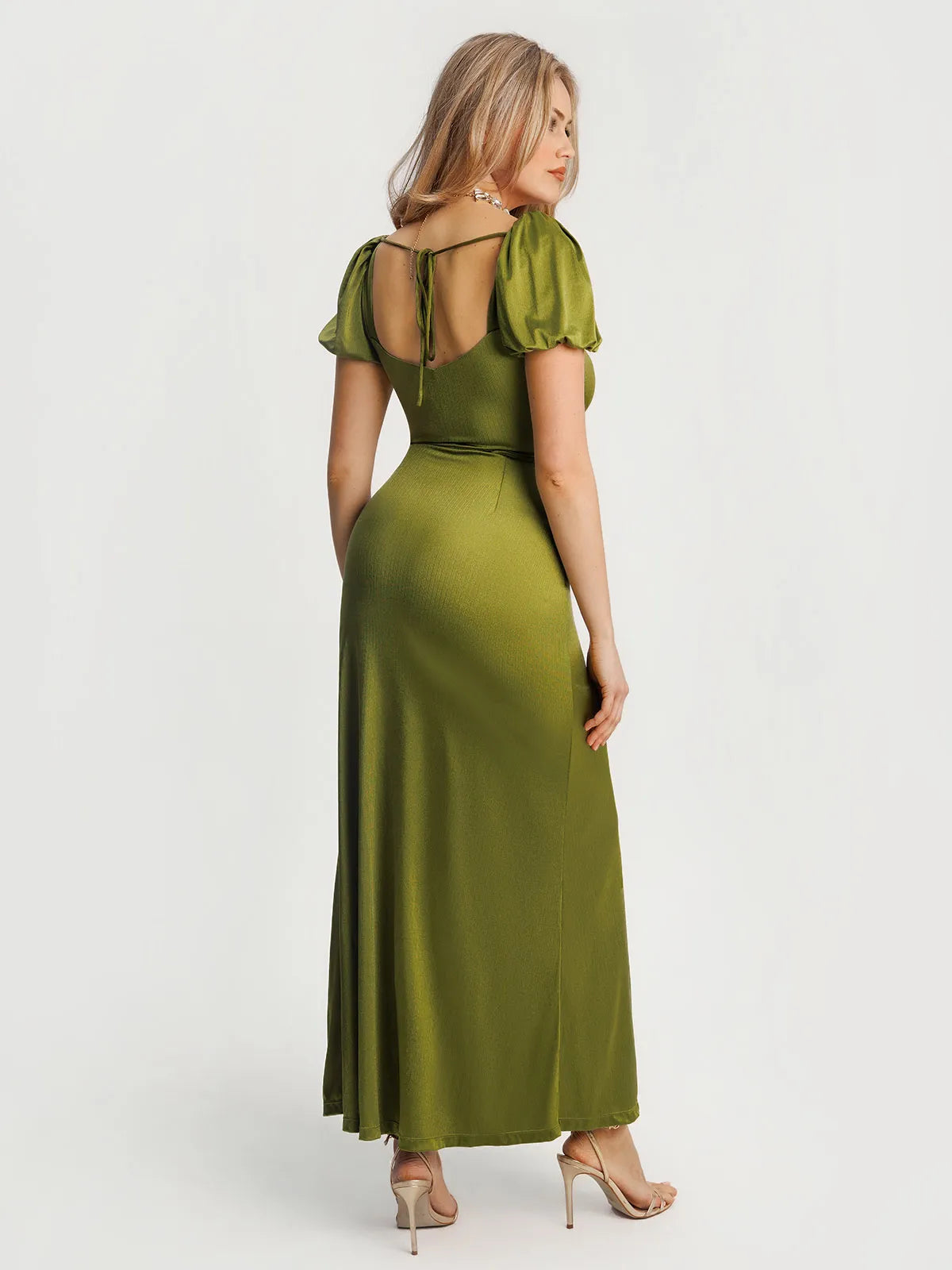 Square Neck Slimming Sculpting Maxi Dress with Sleeves