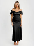 Square Neck Slimming Sculpting Maxi Dress with Sleeves