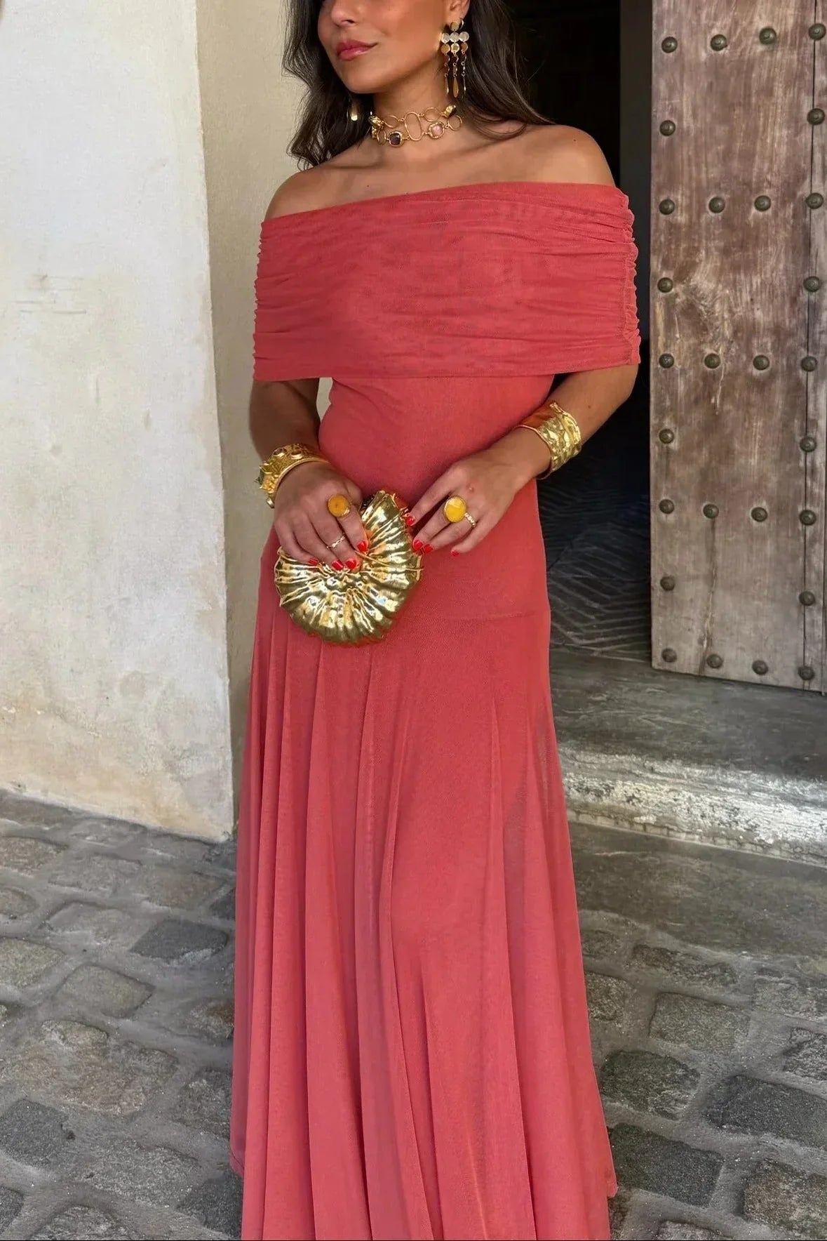 Long Summer Women's Pleated One-Shoulder Dress
