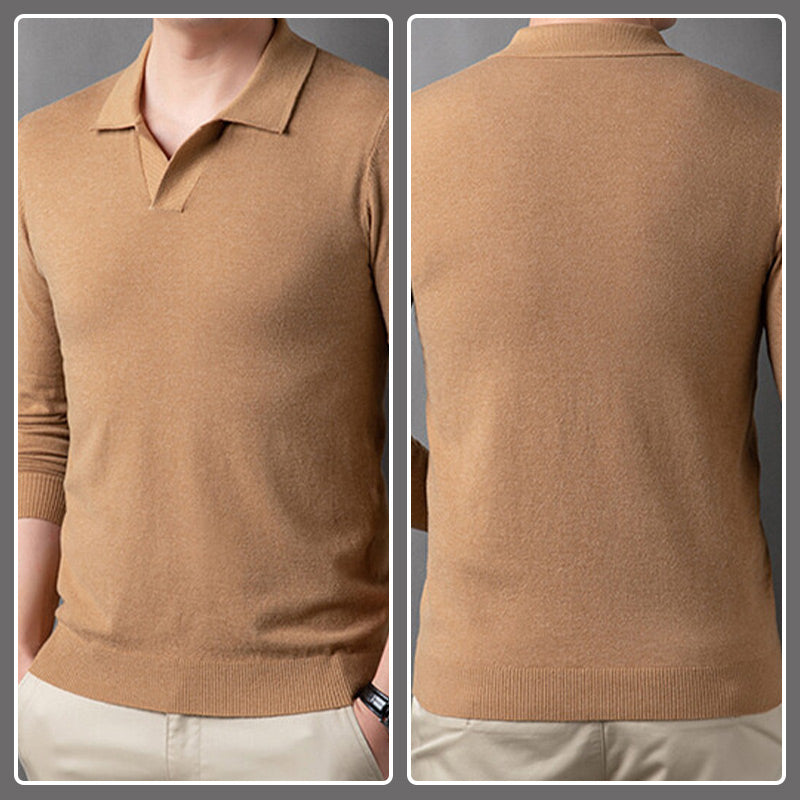 Soft Pullover Sweater with Lapel Collar