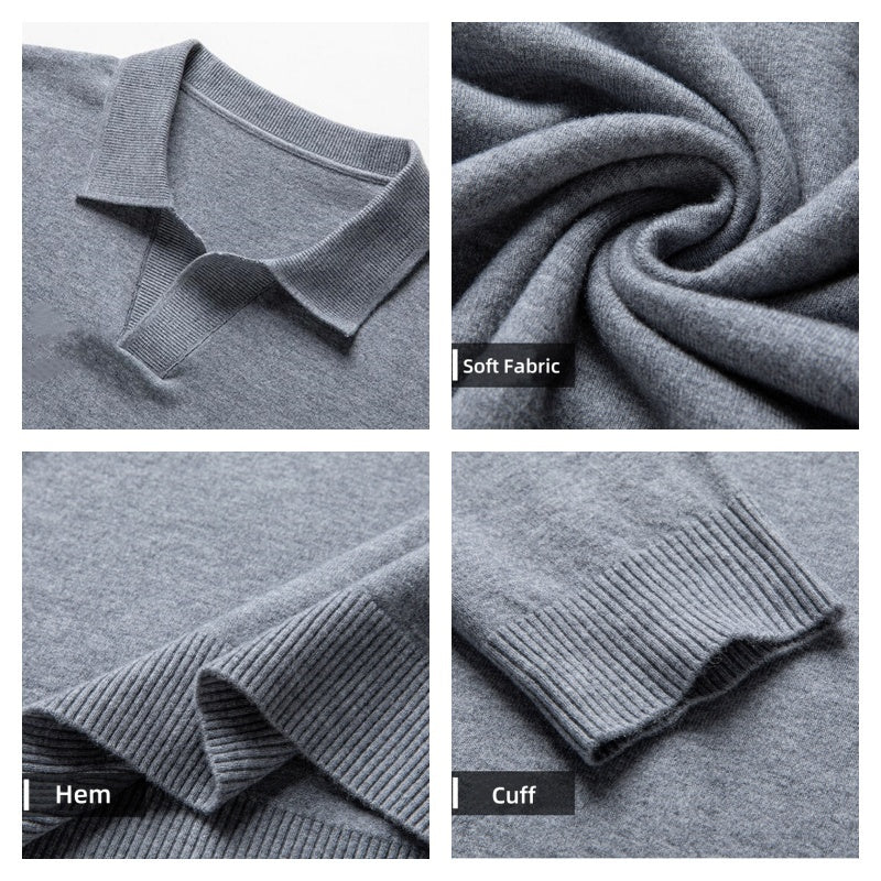 Soft Pullover Sweater with Lapel Collar