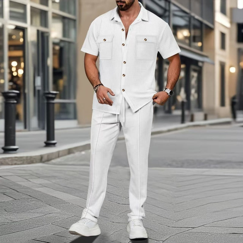 Daniel Solid Color Casual Two-Piece Set