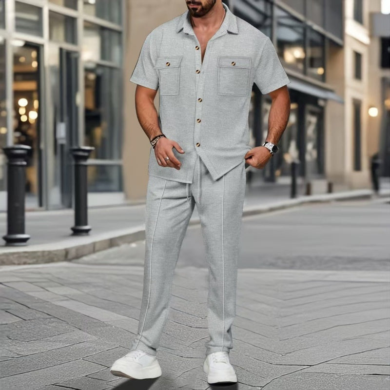 Daniel Solid Color Casual Two-Piece Set