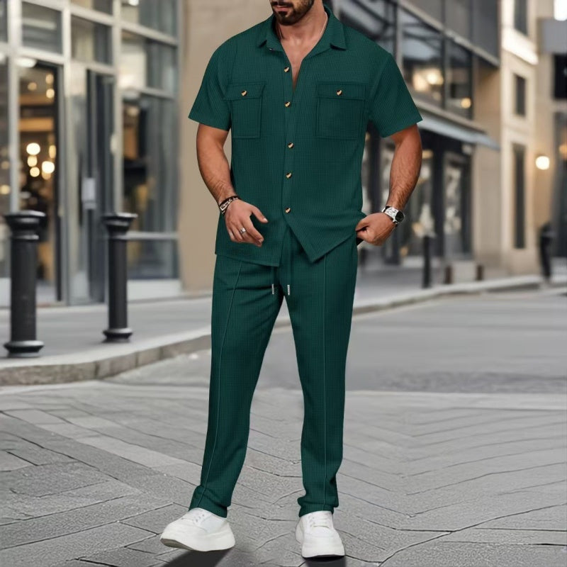 Daniel Solid Color Casual Two-Piece Set