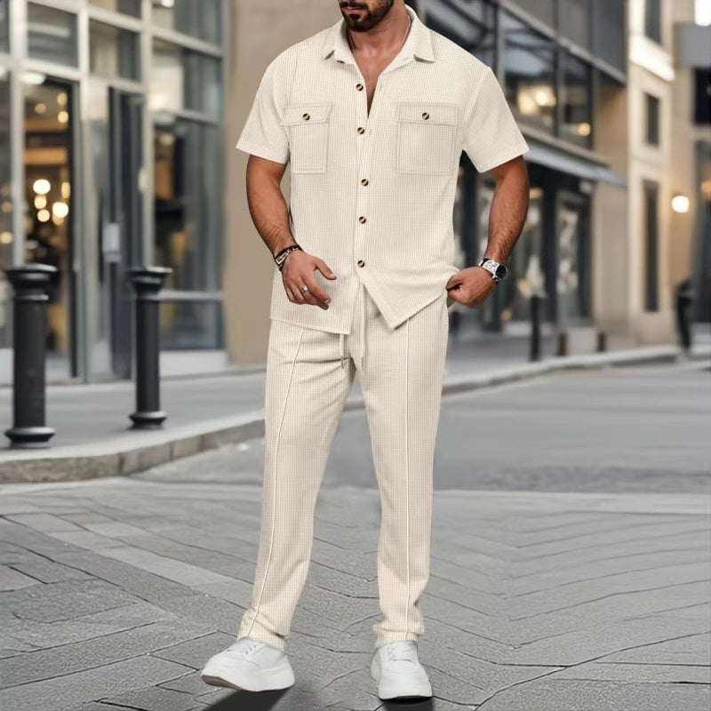 Daniel Solid Color Casual Two-Piece Set