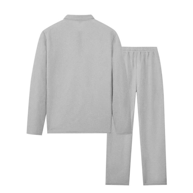 Waffle Knit Sweatshirt & Straight-Leg Pants Set