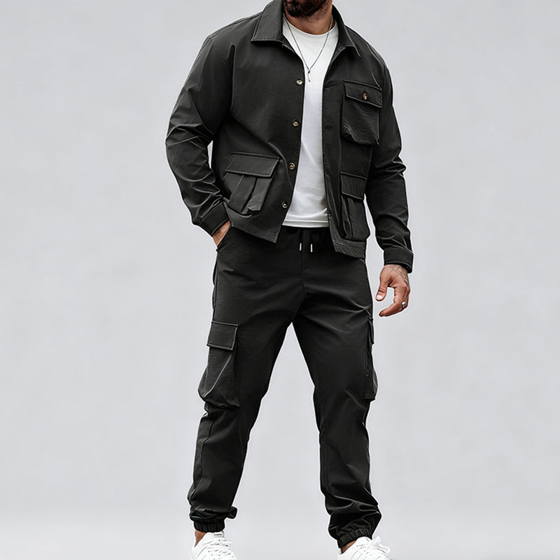Retro Jacket & Cargo Pants 2-Piece Set