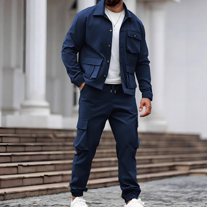 Retro Jacket & Cargo Pants 2-Piece Set