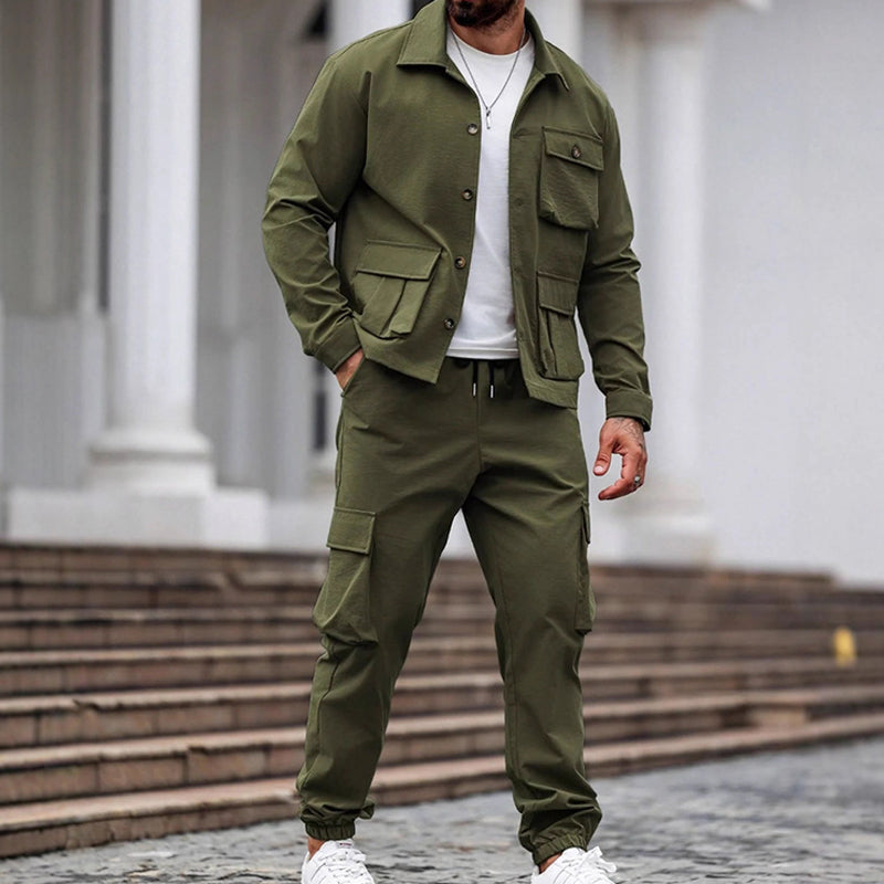 Retro Jacket & Cargo Pants 2-Piece Set