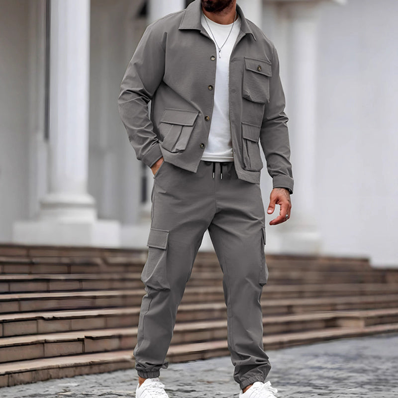 Retro Jacket & Cargo Pants 2-Piece Set